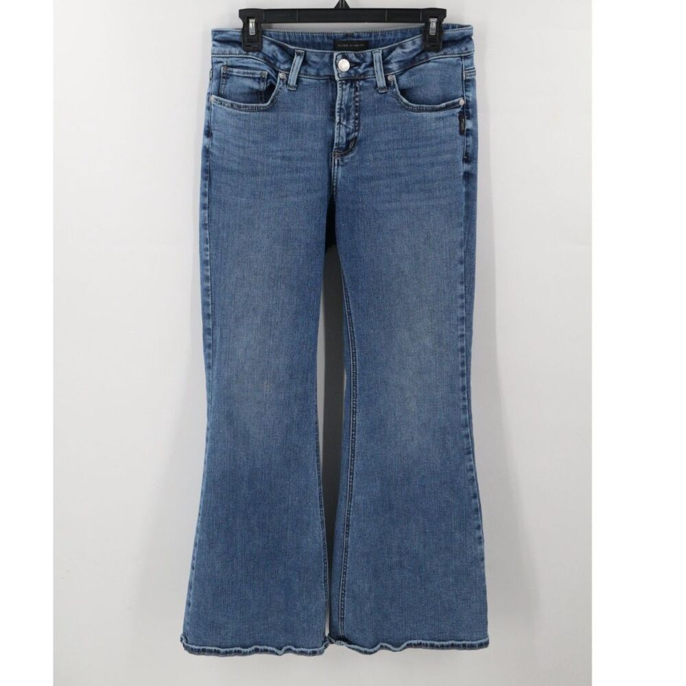 Silver Jeans Co Suki Flare Curvy Size 30 x 31 Blue Denim Mid Rise